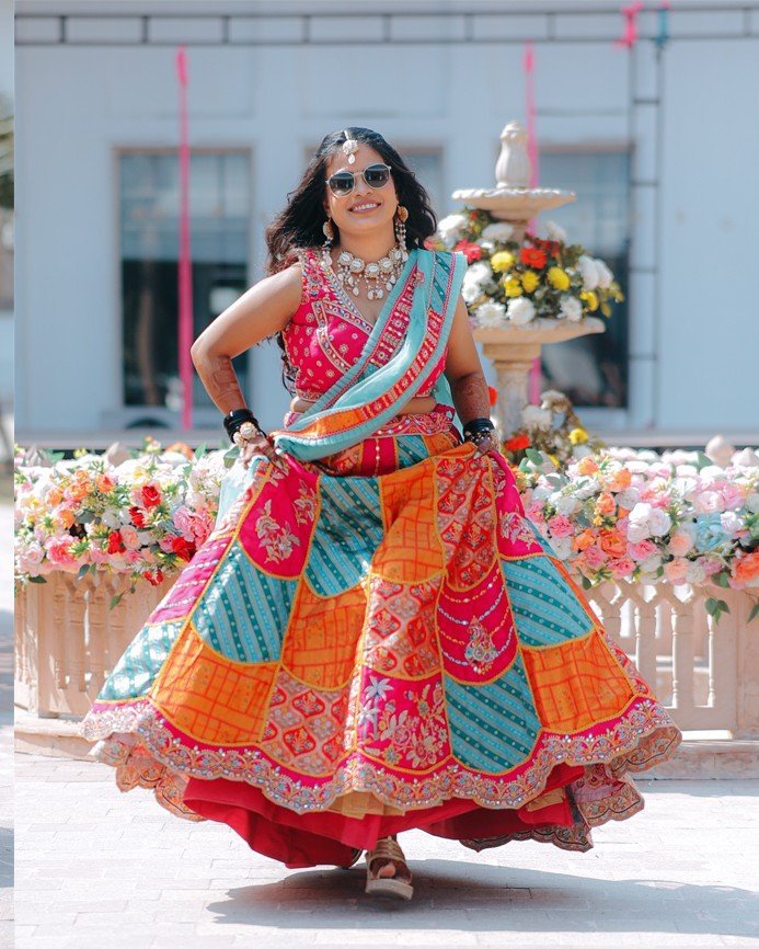 Bridal portrait, twirling lehenga