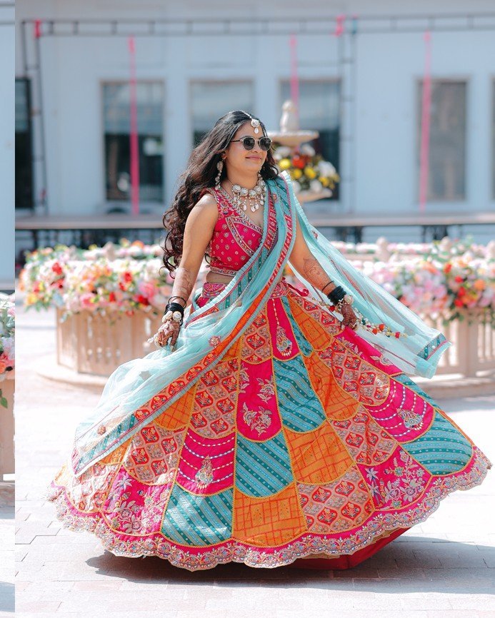 Bridal portrait, twirling lehenga