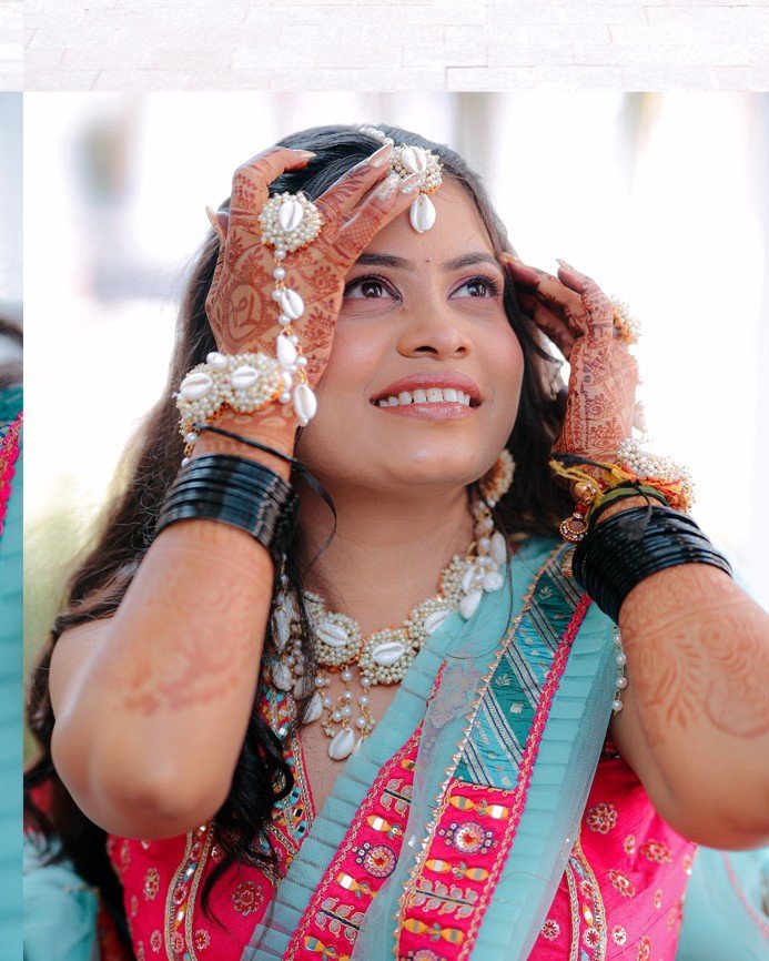 Pre-wedding portrait, twirling lehenga