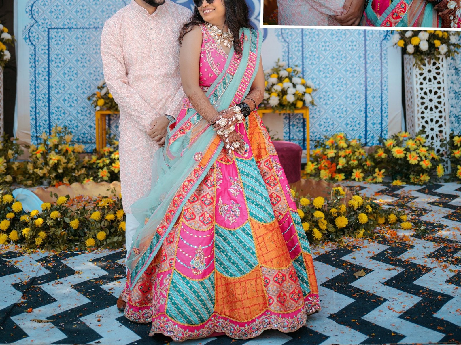 Couple portrait with decor
