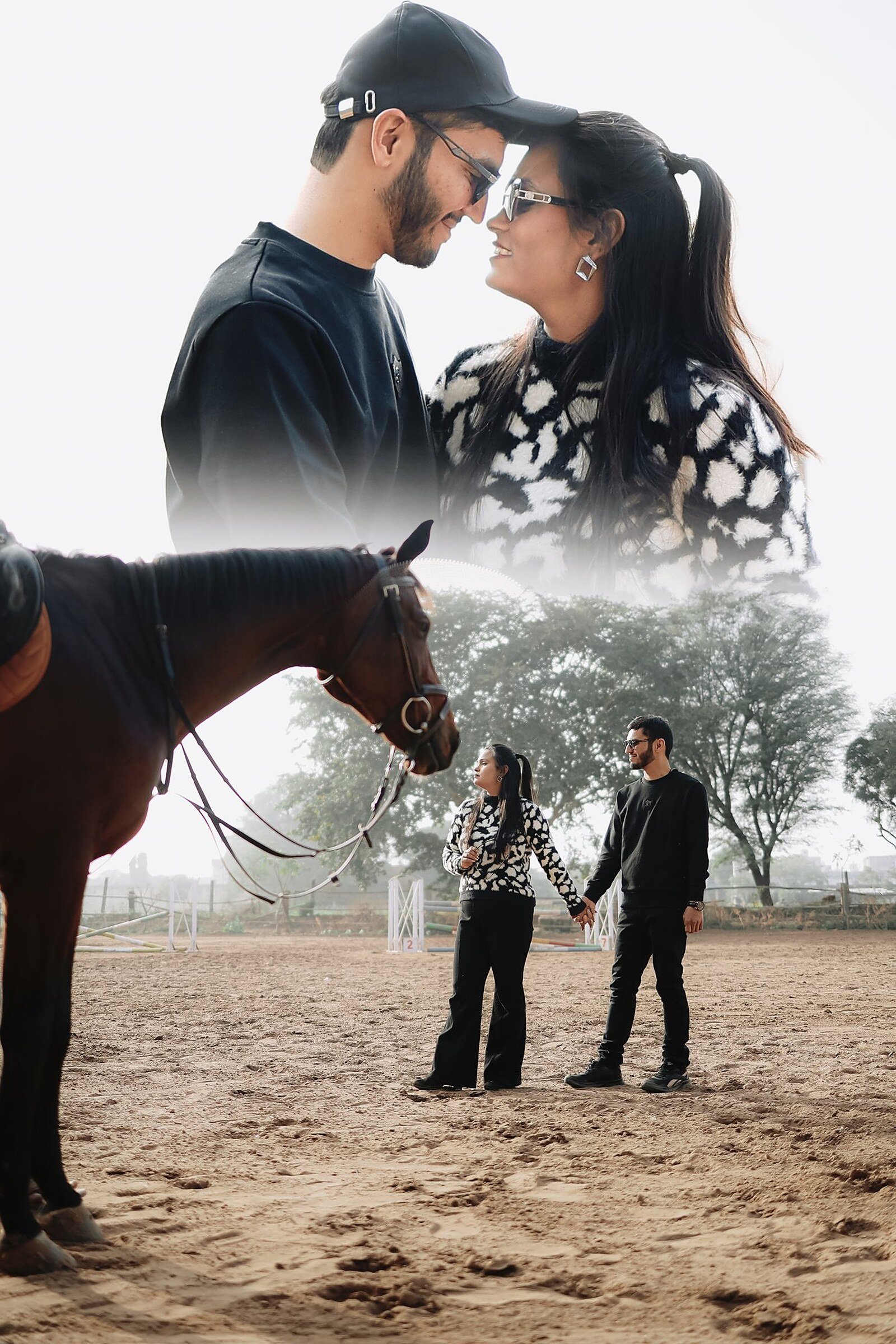 Pre-wedding couple portrait with horse, Rajasthani style